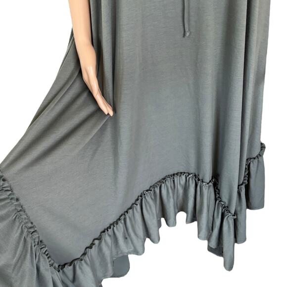 Three Bird Nest Layered Boho Coastal Cowgirl Flowy Ruffle Maxi Dress Gray S - Picture 4 of 8
